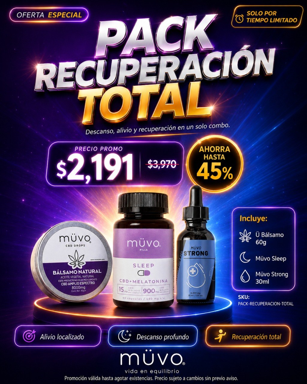 Pack Recuperación Total 45% off, mobile