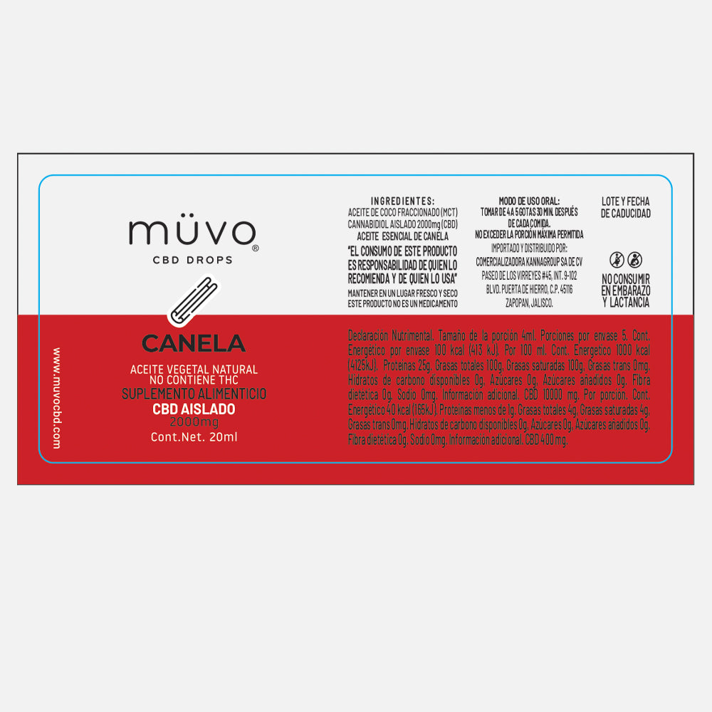 MÜVO Oil Canela 20ml / 2000mg CBD Aislado