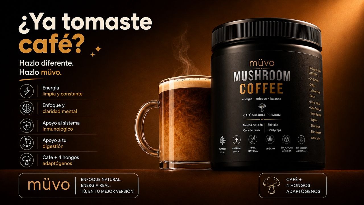 Müvo Mushroom Coffee, ¿Ya tomaste café? Hazlo diferente, hazlo müvo.