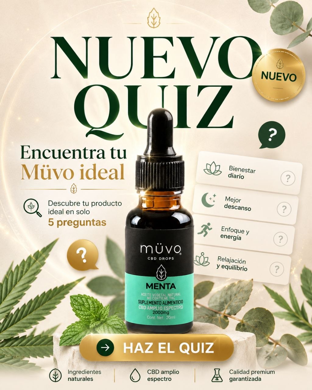 Nuevo quiz Müvo — Encuentra tu producto ideal en 5 preguntas